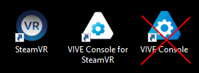 Icônes SteamVR et VIVE Console